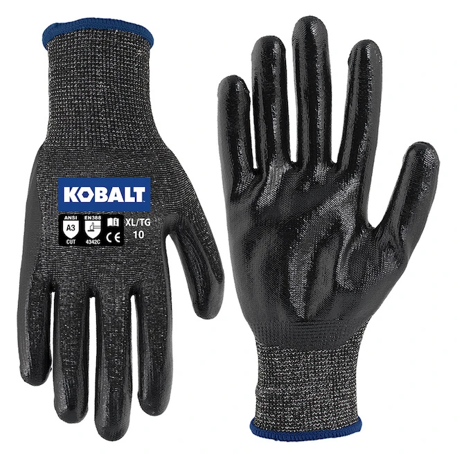 Gants Pour Homme En PEHP Kobalt, Enduits De Nitrile, Très Grand 1 Gants Pour Homme En PEHP Kobalt, Enduits De Nitrile, Très Grand